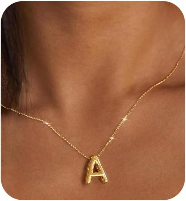 Gold Initial Necklaces for 𝐖𝐨𝐦𝐞𝐧 𝐓𝐞𝐞𝐧𝐬 𝐆𝐢𝐟𝐭𝐬 Trendy Stuff Bubble Letter Pendant Necklace Gold Jewelry Birthday Gifts for Women Teen Her Mom Sister