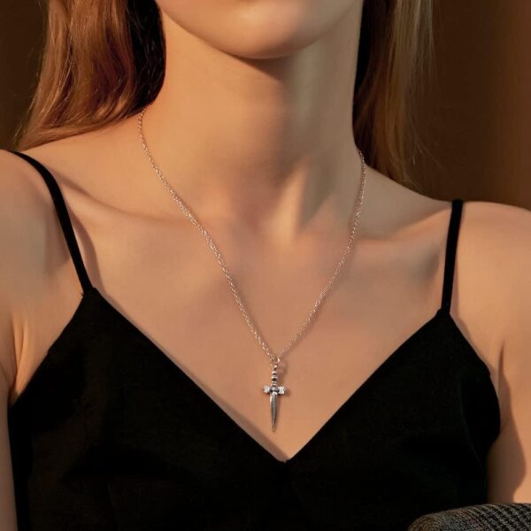Punk Sword Cross Pendant Necklace Gothic Dagger Knife Necklace Hip Hop Jewlry for Men Women