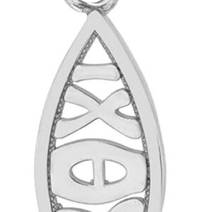 Sterling Silver Ichthus Christian Vertical Fish Pendant