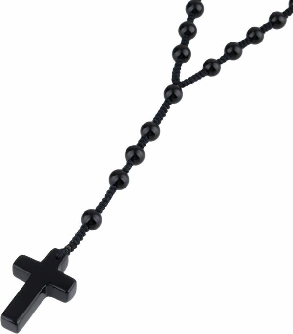 TUMBEELLUWA Cross Pendant Beaded Necklace for Men Women, Catholic Rosary Hand Knotted Necklace - Image 3