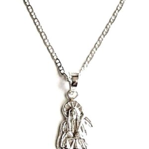 925 STERLING SILVER GRIM REAPER NECKLACE 20” LONG/925 PLATA CADENA DE LA SANTA MUERTE 20" LARGO -32x10mm