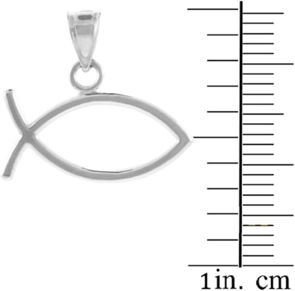 925 Sterling Silver Horizontal Ichthus Charm Christian Fish Pendant - Image 2