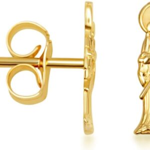 Claddagh Gold 10K & 14K Yellow Santa Muerte Saint Of Death & Protection Stud Earrings