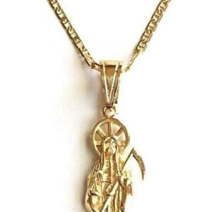 Yonune 18K GOLD PLATED GRIM REAPER NECKLACE 20" LONG / 18K BANO DE ORO CADENA DE LA SANTA MUERTE 20" LARGO-P77