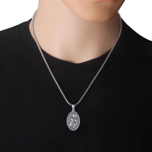 Saint Necklace for Men 925 Sterling Silver St Medal Necklace Religious Protection Amulet Jewelry Birthday Christmas - Image 2
