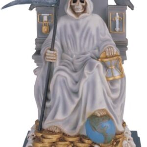 12 Inch Sitting White Santa Muerte Saint Death Grim Reaper Statue