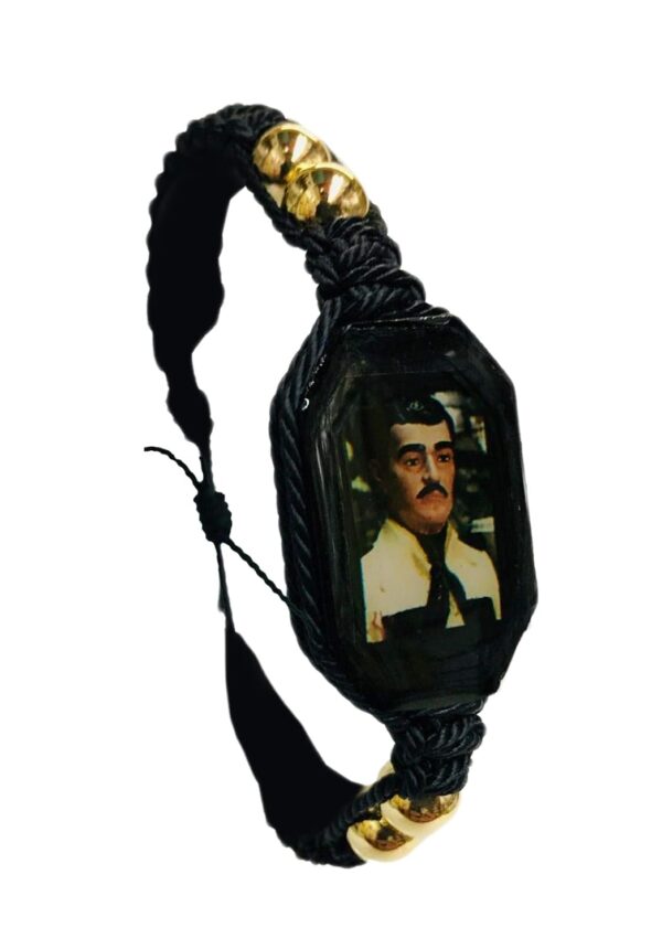 Santuario Jewelry Pulsera de Jesus Malverde BK doble tejida gold plated bead bracelet hecha a mano