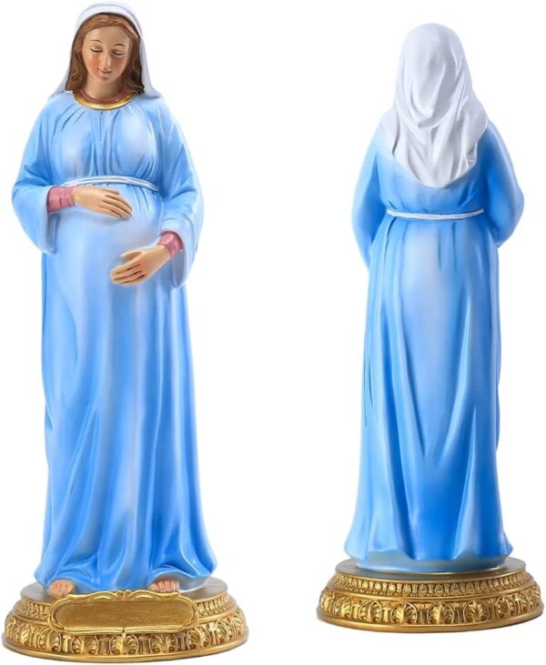 QIANLING Pregnant Virgin Mary Statue - 8.4" Resin Mother of God Figurine, Catholic Religious Decor for Prayer Room, Home Altar, Church, Shelf or Table, Spiritual Gift for Women & Believers - Image 4