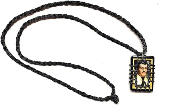 Unisex Adult Jesus Malverde Black Wood Scapular Necklace Charm Escapulario Negro Madera Collar - Image 2