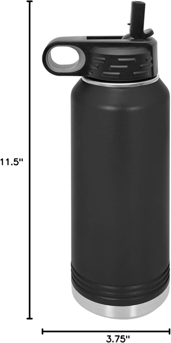LaserGram Personalized Water Bottle, Santa Muerte, Stainless Steel Double Wall Vacuum Insulated with Flip Top Straw, Custom Engraved Gift (40oz / 1180ml Black) - Image 10