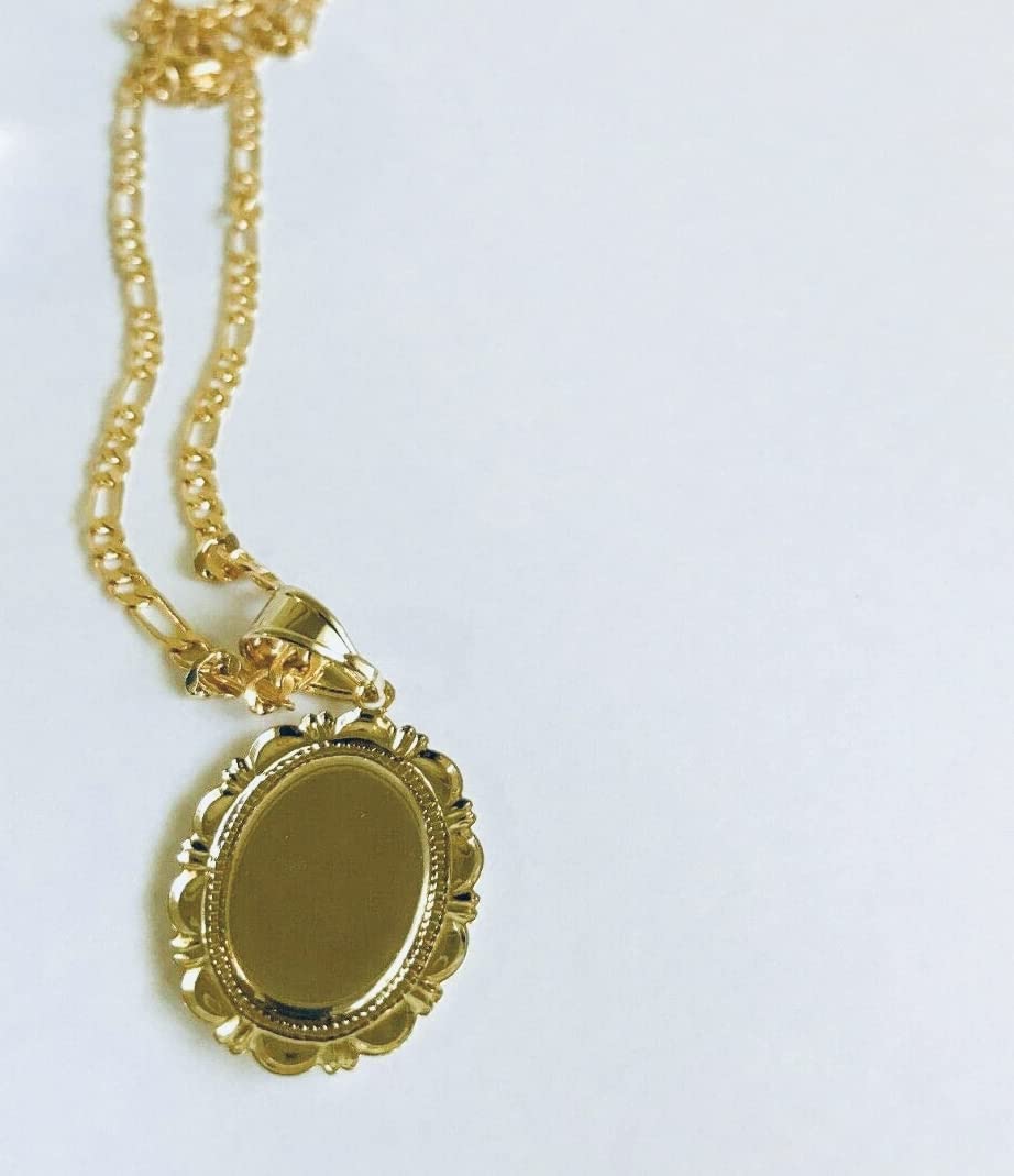 Santuario Jewelry Jesus Malverde Medalla y Cadena Figaro Gold Filled hecha a mano - Image 3