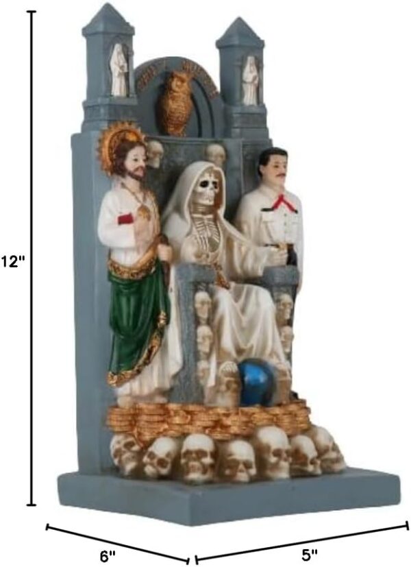 Cannan Santa Muerte Sentada En El Trono 12" Con San Judas Y Malverde Skull & Money Base White Grim Reaper Sitting - Image 5