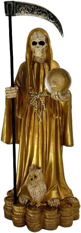 Gold Tunic Color Holy Death Grim Reaper 12" Coin Base Abundance & Money Santa Muerte Manto Dorado