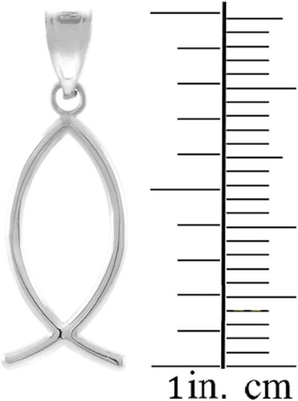 925 Sterling Silver Ichthus Christian Vertical Fish Pendant - Image 3