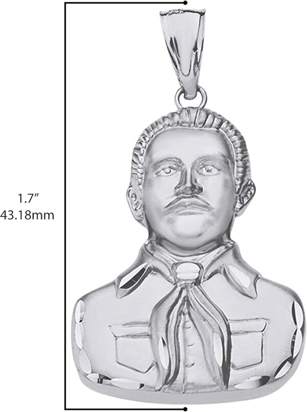 .925 Sterling Silver Jesus Malverde Portrait Pendant - Choose Pendant Only or Necklace with 16”-22” Chain - Image 3