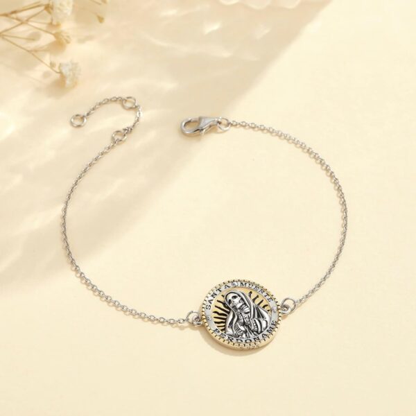 YAFEINI Santa Muerte Bracelet 925 Sterling Silver Death Charm Jewelry For Women - Image 2