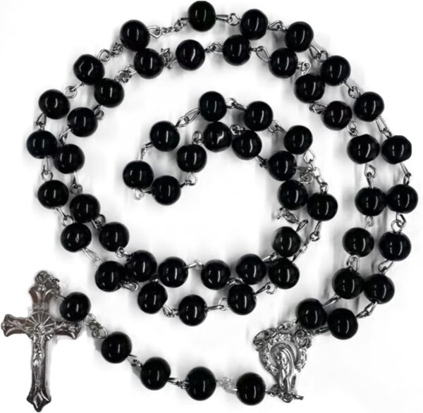 Rosary Set, First Communion Rosary for Girls and Boys, Rosary Beads Catholic for Men, Women and Kids Packed in Transparent Plastic Bag, Grandmother, Elders(Black) - Image 4