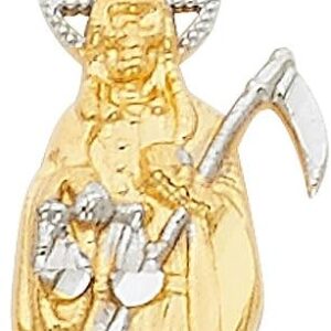 14k Two Tone Gold Santa Muerte Charm Pendant