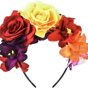 Halloween Flower Crown Headband Dia de Los Muertos Headpiece Party Costume NC27