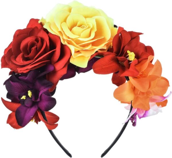 Halloween Flower Crown Headband Dia de Los Muertos Headpiece Party Costume NC27