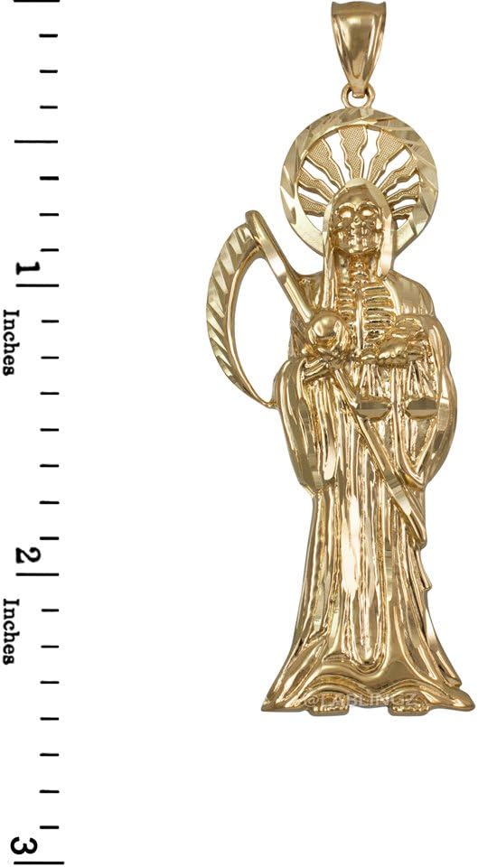 LA BLINGZ 14K Yellow Gold Santa Muerte DC Pendant - Image 6