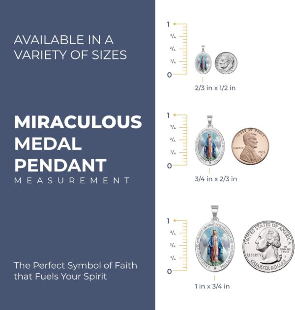 PicturesOnGold.com Miraculous Medal Oval Pendant in 10K/14K Yellow or White Gold & Sterling Silver - Unisex Christian Virgin Mary Pendant - Perfect for First Communion or Confirmation Gifts - Image 3