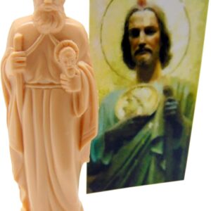 Westmon Works St Jude Prayer for Lost or Hopeless Causes with Holy Card with Patron Saint Novena Prayer and Small Plastic Statue Figurine