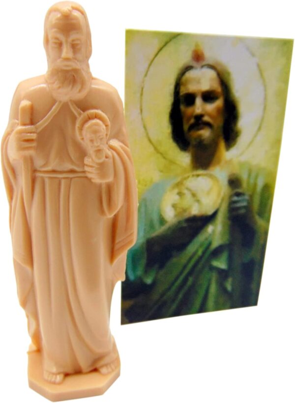 Westmon Works St Jude Prayer for Lost or Hopeless Causes with Holy Card with Patron Saint Novena Prayer and Small Plastic Statue Figurine