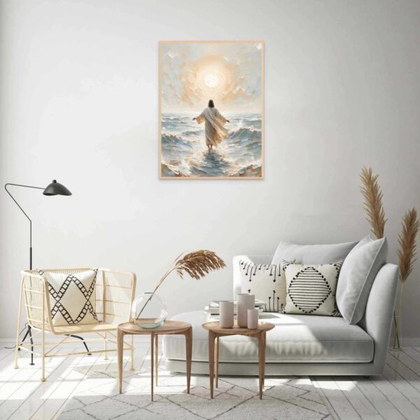 Mireita Jesus-Wall Art-A New Day Jesus Christ Walking On Water Poster For Church Room Decor-Christian-Art Canvas Print Picture For Home Living Bedroom Office Decor