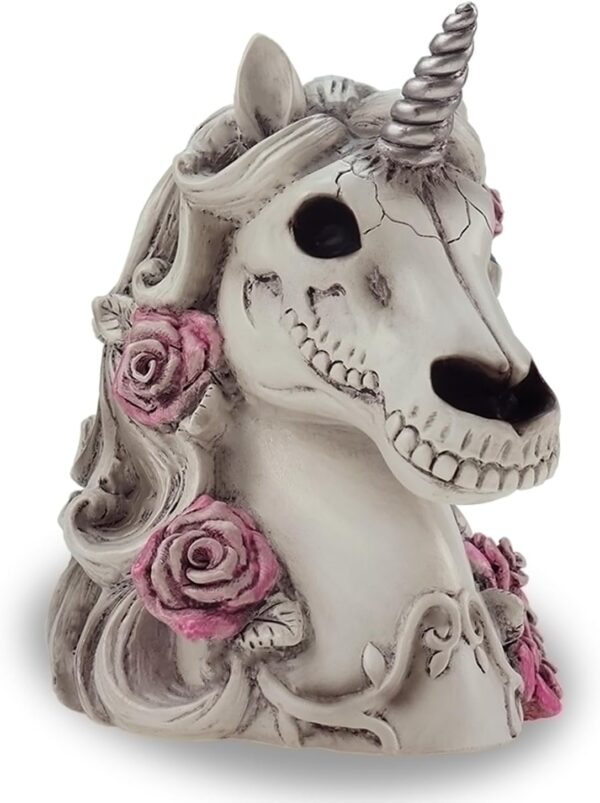 Gothic Unicorn Skull Piggy Bank- Sugar Skull Home Decor Unicorn Skeleton Statue Adult Gift Halloween Day of The Dead - Image 4