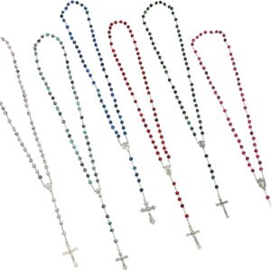 Juvale 12 Pack Rosary Beads for Men and Women, Bulk Necklaces for Catholic Gifts (6 Colors)