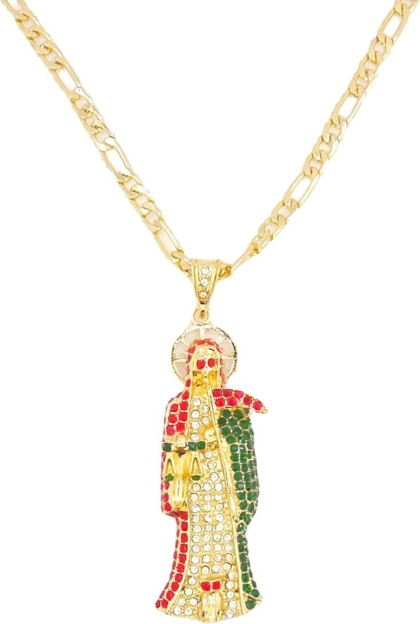 Mai & Claire 925 Sterling Silver Santa Muerte Necklace For Men And Women - 14K Gold Filled Punk Skull Death La Santa Muerte Pendant Gothic Zirconia Religious Hip Hop Amulet, Memento Mori Necklace - Image 8