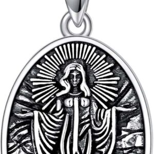 PROESS St Benedict/Crucifix/Satanic/Saint Anthony/Christopher/Michael/Lilith/Santa Muerte Necklace 925 Sterling Silver Amulet Medal Jewelry Amulet Christmas Gifts for Women Men
