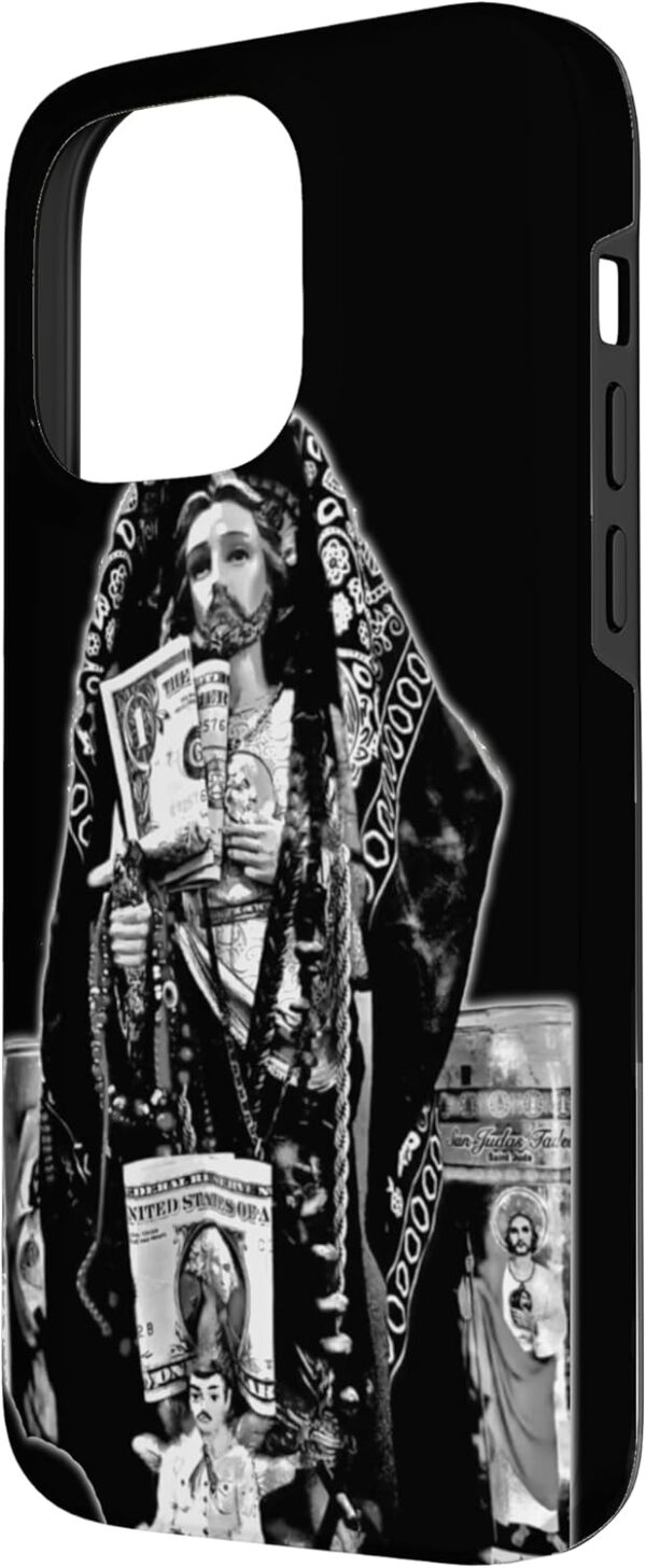 San Judas Tadeo - Jesus Malverde, Black and White Case for iPhone 14 Pro Max - Image 2
