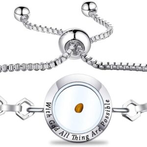 FAADBUK Christian Mustard Seed Bracelet Christian Gift With God All Things Are Possible Mustard Seed Jewelry Bracelet Religious Gift Jewelry