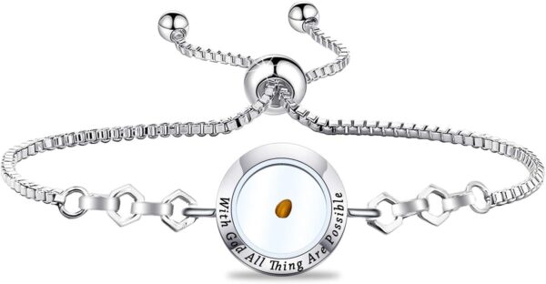 FAADBUK Christian Mustard Seed Bracelet Christian Gift With God All Things Are Possible Mustard Seed Jewelry Bracelet Religious Gift Jewelry