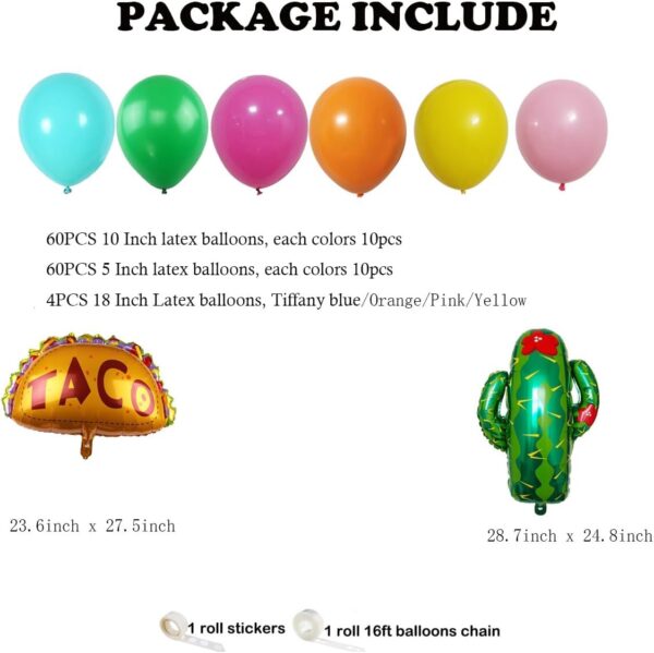 Mexican Party Balloons Garland Arch Decorations, Fiesta Cactus Taco Foil Balloon Cinco de Mayo Dia De Los Muertos Decor Day of The Dead Decor for Birthday Bachelorette Baby Shower Party Supplies - Image 5