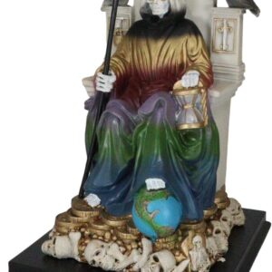 Ebros Gift 7 Colors Rainbow Robe Santa Muerte Holy Sacred Death Bone Mother Seated On Throne with Scythe Statue Patron of Protection & Blessings Seven Powers Figurine Day of The Dead Decor