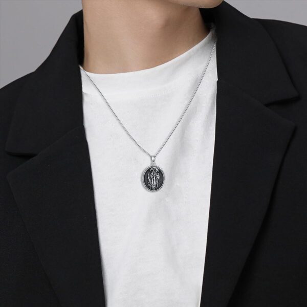 Saint Jude/Serenity Prayer/Jesus/Knights Templar/Michael/Francis/Virgin Mary/Benedict Necklace 925 Sterling Silver Amulrt Medal Pendant Jewelry Thanksgiving Day Gifts for Men Women - Image 2