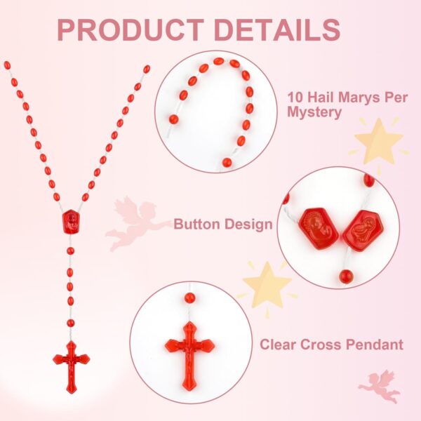 SHAOQINLIN 36 Pcs Plastic Rosary, 17 Inch Bulk Rosaries Prayer Plastic Rosary Beads Assorted Catholic Cross Rosaries Easter Gift Religious Cross 6 Colors - Image 3