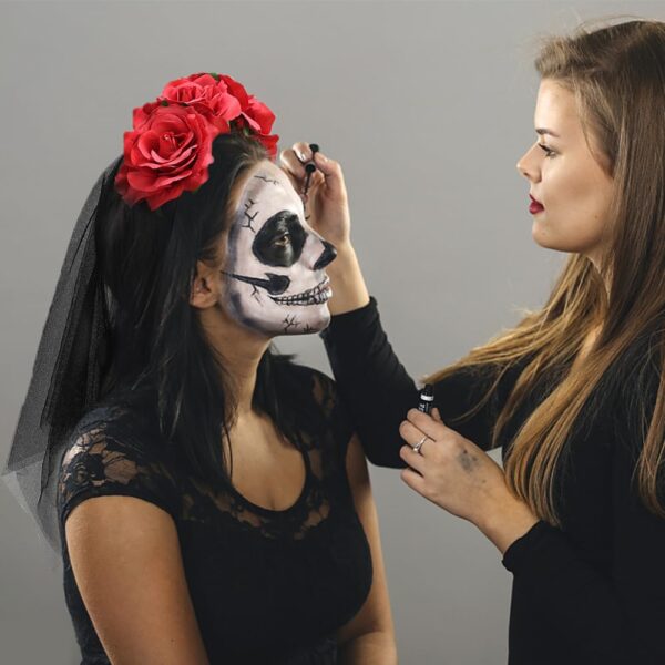 NODG Day of the Dead Headband, Retro mesh carnival head button, Halloween day rose flower party hair accessories headband black female - Image 5