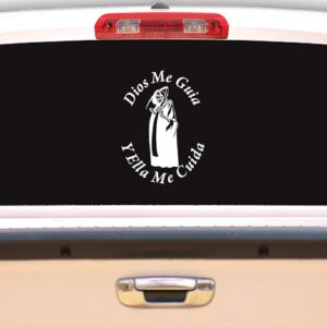Santa Muerte Decal Holy Death Car Window Vinyl Sticker Skeleton.Skull Guia (White, 8.4In 11.5In)