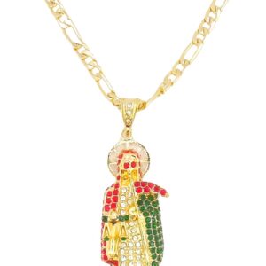 Mai & Claire 925 Sterling Silver Santa Muerte Necklace For Men And Women - 14K Gold Filled Punk Skull Death La Santa Muerte Pendant Gothic Zirconia Religious Hip Hop Amulet, Memento Mori Necklace