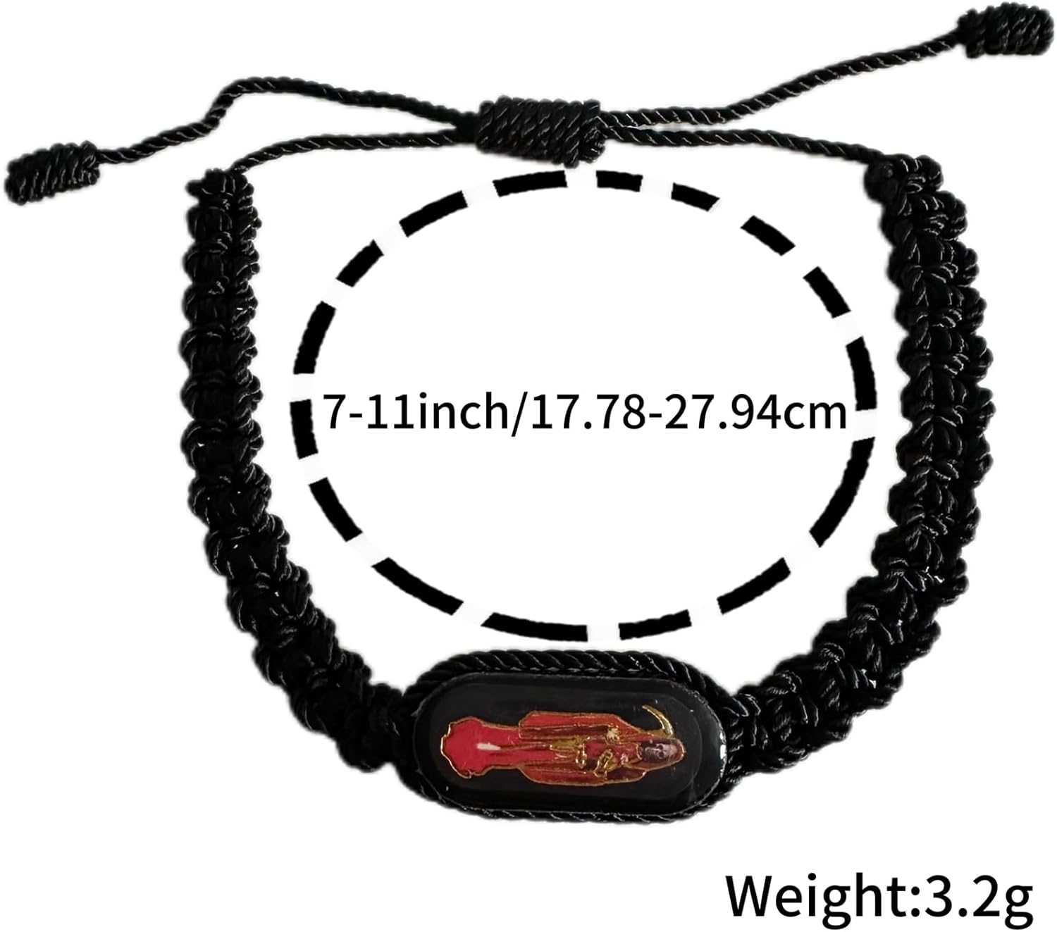 12 PCS Black Santa Muerte Bracelets, Handmade Red Thread Holy Death's Bracelet,Rosario de la santa muerte Prayer Gift For Men and Women - Image 2