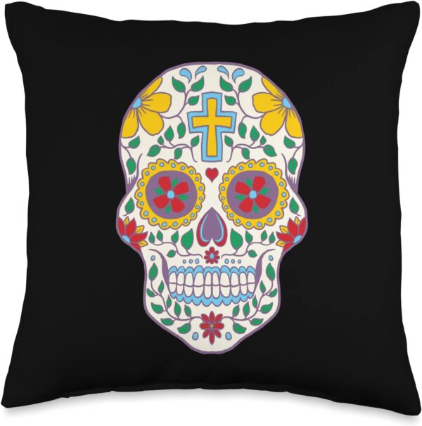 Sugar Skull Christian Mexican Pride Dia De Los Muertos Art Throw Pillow