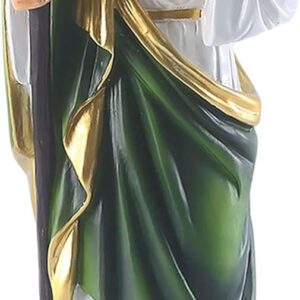 QIANLING 8.5 inch Saint Jude Statue, Religious Resin St Jude Holy Statues, Religious Colored Gift San Judas Tadeo Statue, Suitable for Religious and Believers to Pray at Home, Collect Decor Statues