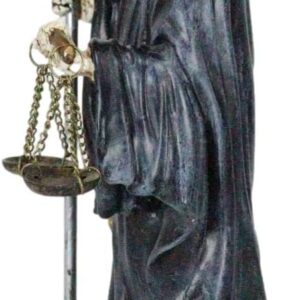 Ebros Gift Standing Santa Muerte Holding Scythe and Scales of Justice with Wise Owl Figurine 10.25" H Holy Death Bone Mother Patron of Wisdom Wealth Protection Purity Love Health (Black)