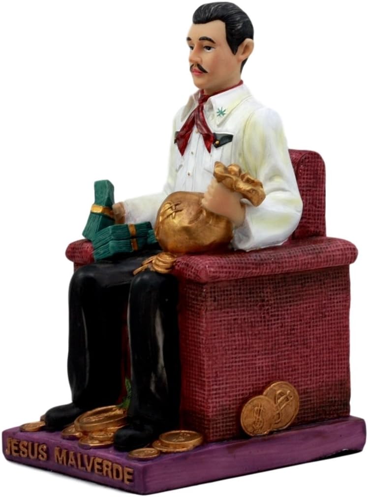 Atlantic Collectibles Jesus Malverde Statue Angel of The Poor Sinaloa Religious Figurine Mexico Decor 6.25" Tall - Image 3