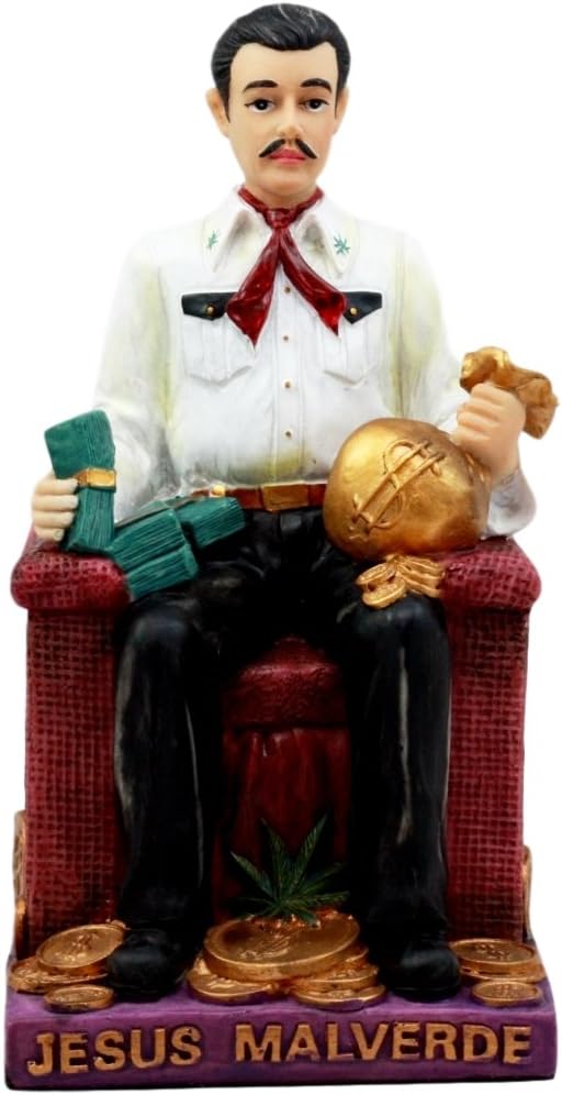Atlantic Collectibles Jesus Malverde Statue Angel of The Poor Sinaloa Religious Figurine Mexico Decor 6.25" Tall