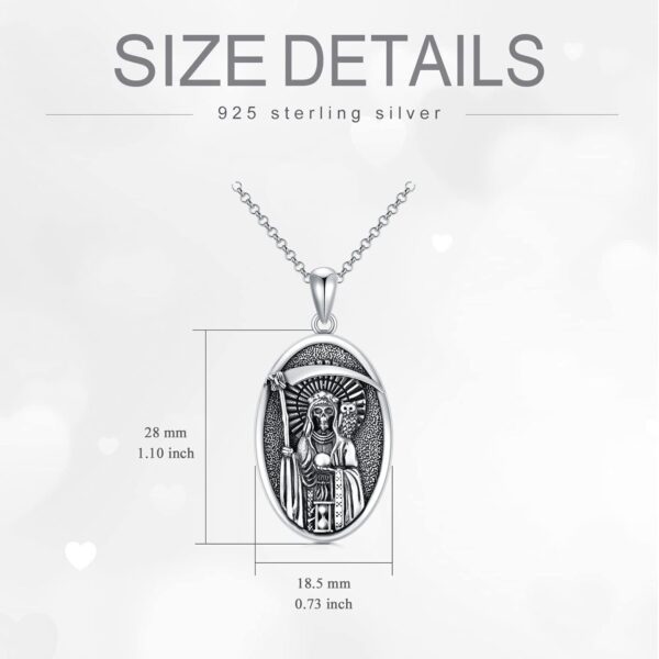 PELOVNY Santa Muerte Necklace 925 Sterling Silver Saint Holy Death Grim Reaper Necklace Day of the Dead Jewelry Gifts for Men Women - Image 7